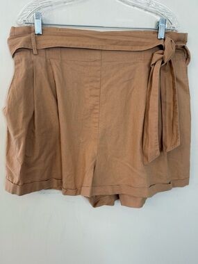 ASOS paper bag linen blend shorts light brown/ tan SZ 14